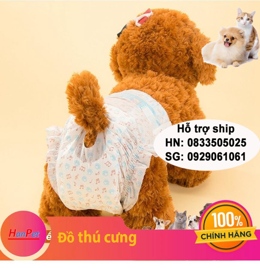 Hanpet - 10 miếng bỉm quần chó mèo cao cấp (Đực & cái) loại siêu thấm ĐỦ SIZE / băng vệ sinh chó/ bỉm chó mèo / tã quần chó /chó có kinh nguyệt