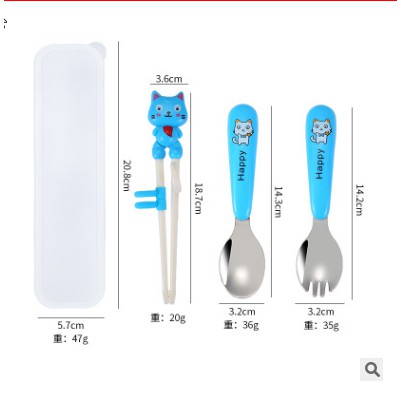 Bộ thìa, dĩa, đũa tập gắp cho bé Happy