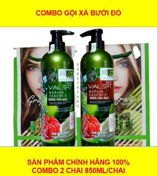 [date mới] combo 1 Dầu Gội và 1 Dầu Xả Bưởi Grape Fruit VALERT 850ml/chai