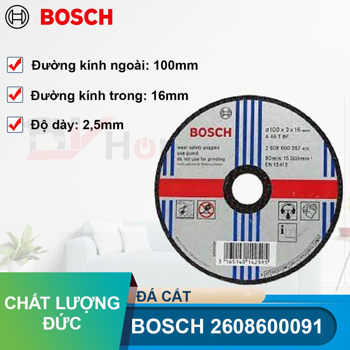 Đá cắt Bosch 100x2.5x16mm (sắt) 2608600091