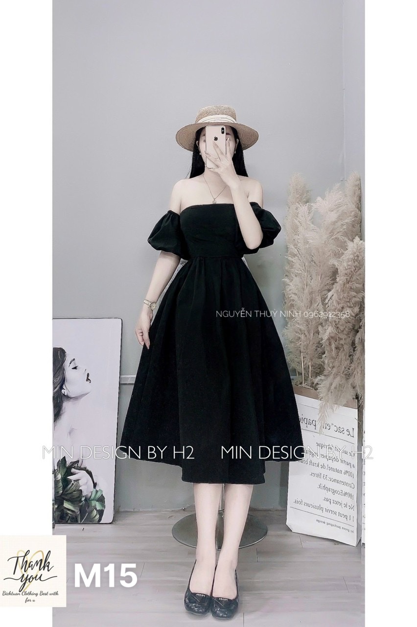 Đầm lụa trễ vai có mút ngực M15