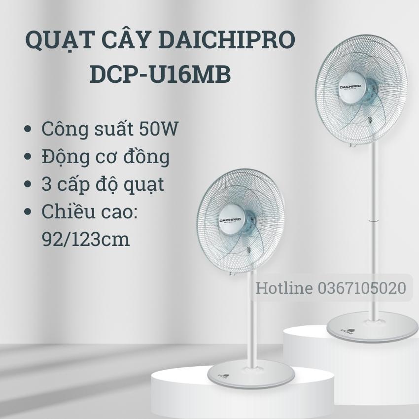 Quạt cây đứng cao cấp hiện đại gấp gọn Daichipro DCP-U16MB - Hàng chính hãng - Bảo hành 12 tháng - Quạt cây 5 cánh công suất mạnh mẽ, động cơ đồng, có thể gấp gọn, hoạt động êm ái, thiết kế hiện đại