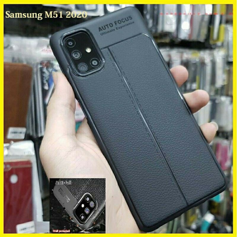 Ốp lưng samsung M51 giả da chống sốc auto focus