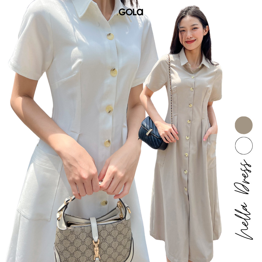 GOLA - Đầm NELLA - Đầm dáng dài cổ sơ mi