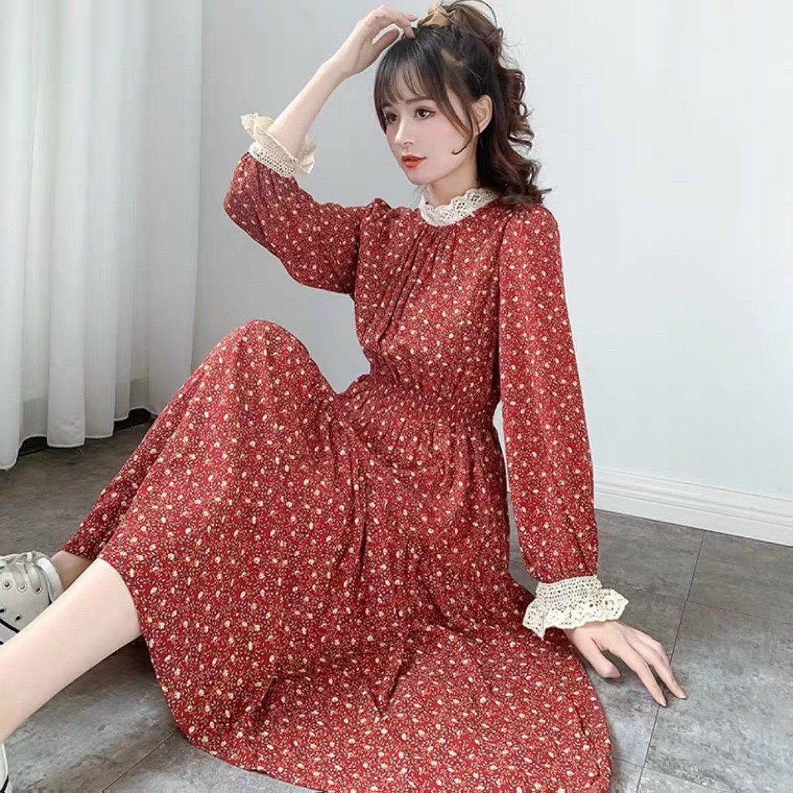 Váy suông dáng dài form rộng, đầm bầu cộc tay mặc lạ mắt