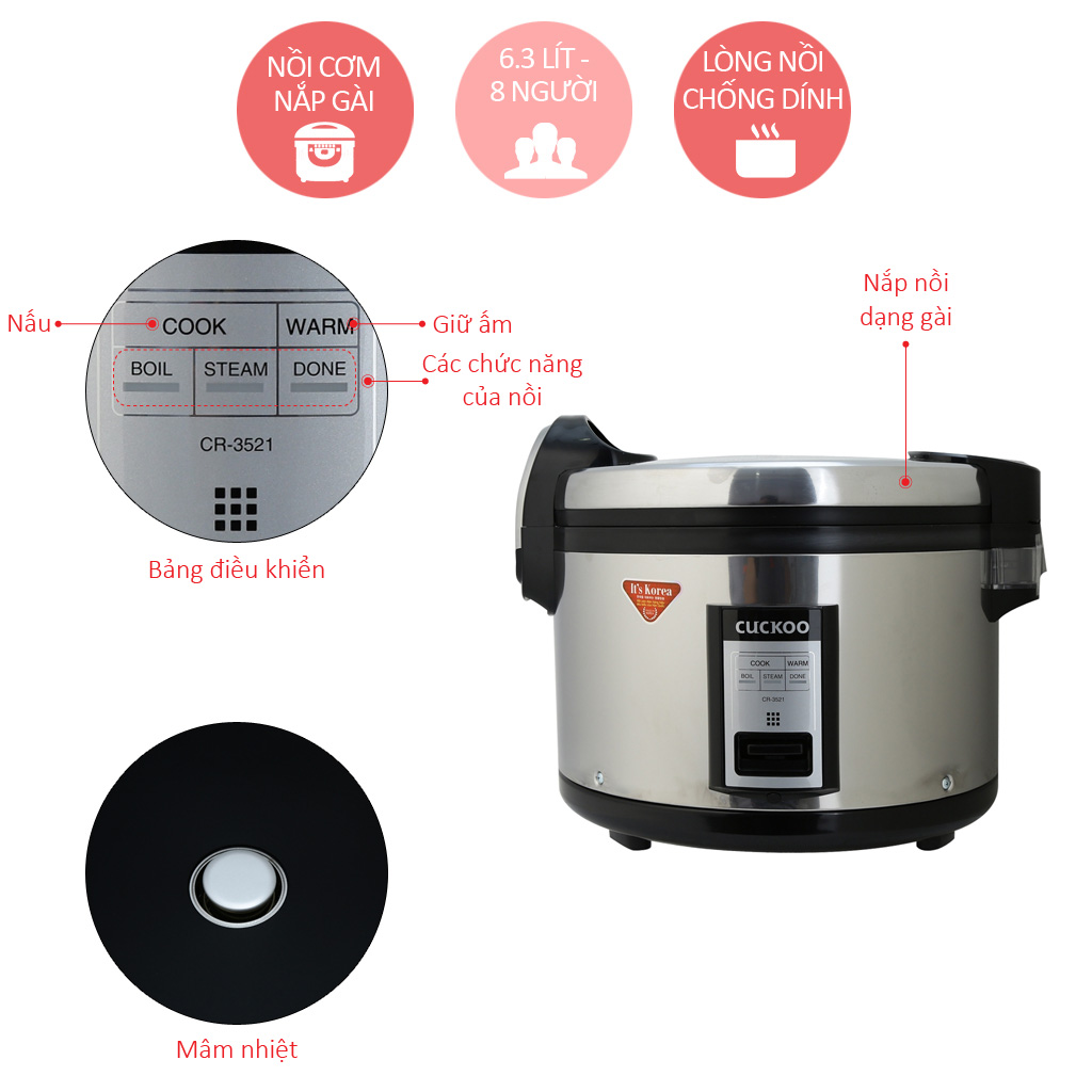 [Trả góp 0%]Nồi cơm điện Cuckoo CR-3521 - 6.3 lít