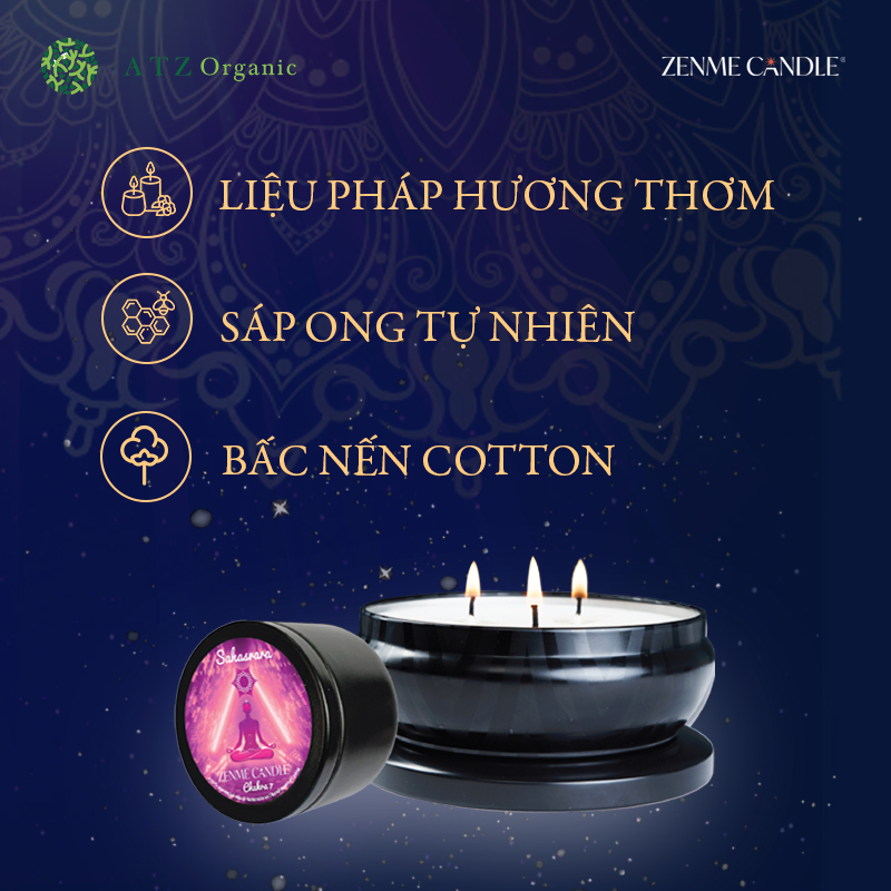 Nến luân xa 7- thư giãn, an thần, khai mở luân xa 7