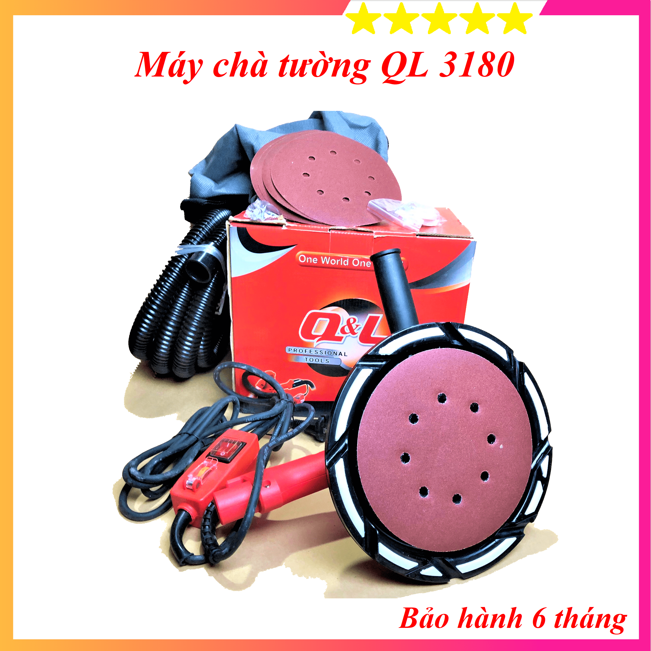 Máy chà tường, sơn bả ql 3180 cao cấp - có đèn led - điều chỉnh tốc độ - chuyên dụng cho thợ sơn