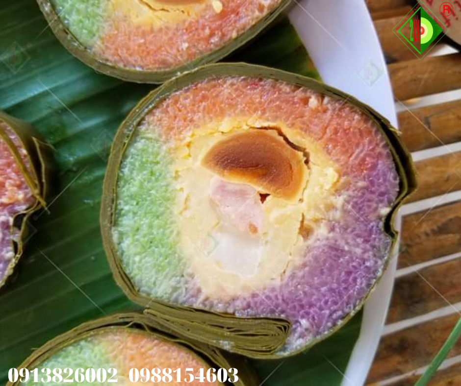 Bánh Tét Ba Màu Thập Cẩm 900gr [Bánh tét Trà Cuôn Hai Lý tại Trà Vinh]