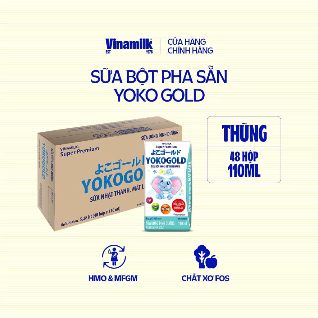 (HSD T10-2026) COMBO 2 Thùng 96 Hộp Sữa Bột Pha Sẵn Vinamilk Yokogold 110ml.