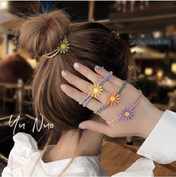 COMBO 10 DÂY CỘT TÓC HOA CÚC DAISY ( màu ngẫu nhiên )
