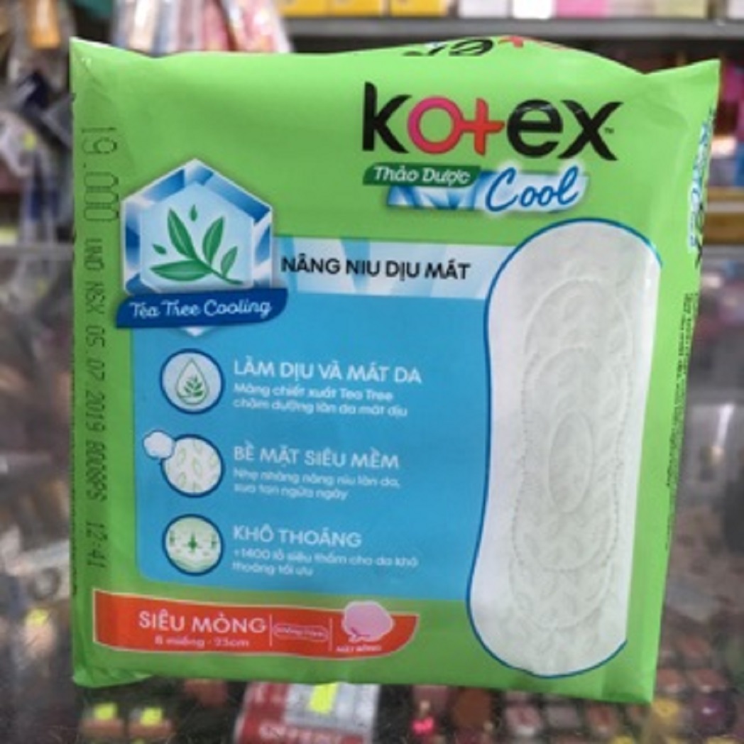 Băng Vệ Sinh Kotex Thảo dược Cool cánh 8 miếng