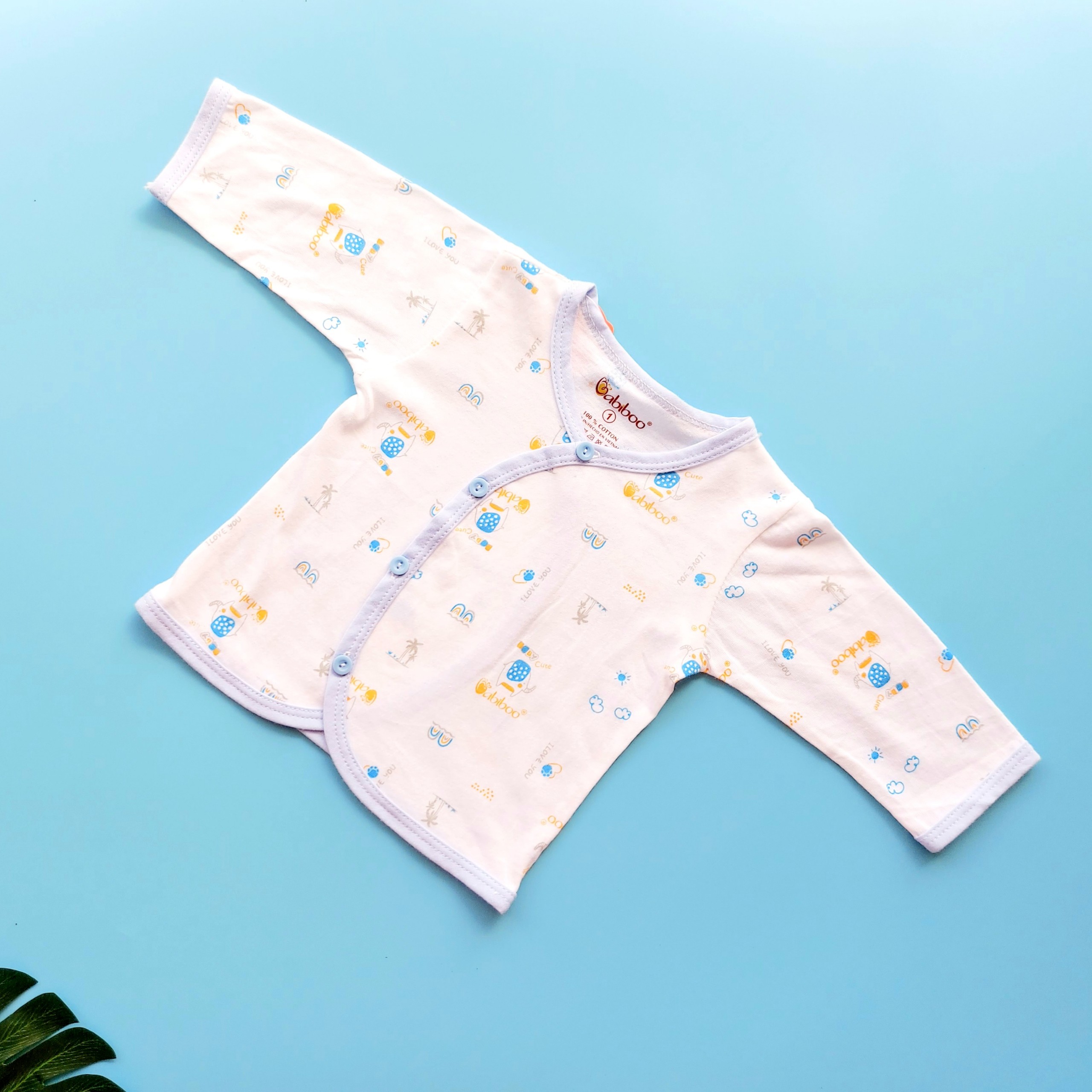 Áo Sơ Sinh Cổ Tim Tay Dài In Hình BABIBOO - BB43