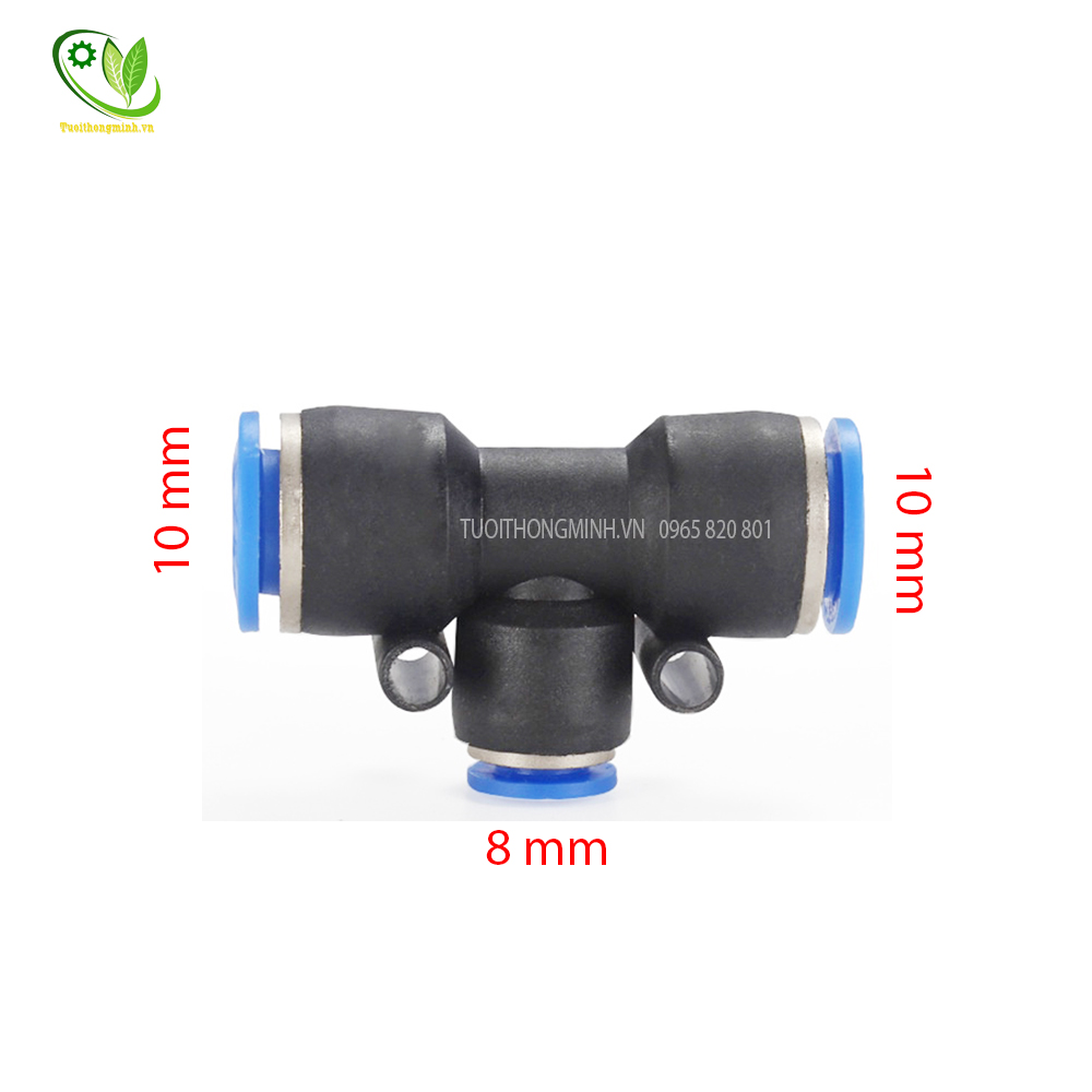 [ 2 cái ] Chia T lệch ống 10mm ra 8mm
