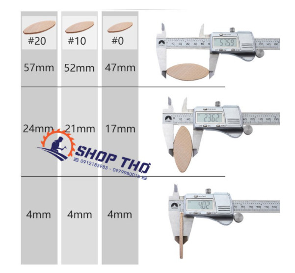Mộng Bánh Quy liên kết gỗ cỡ 0, 10, 20 ( Túi 100 Miếng )