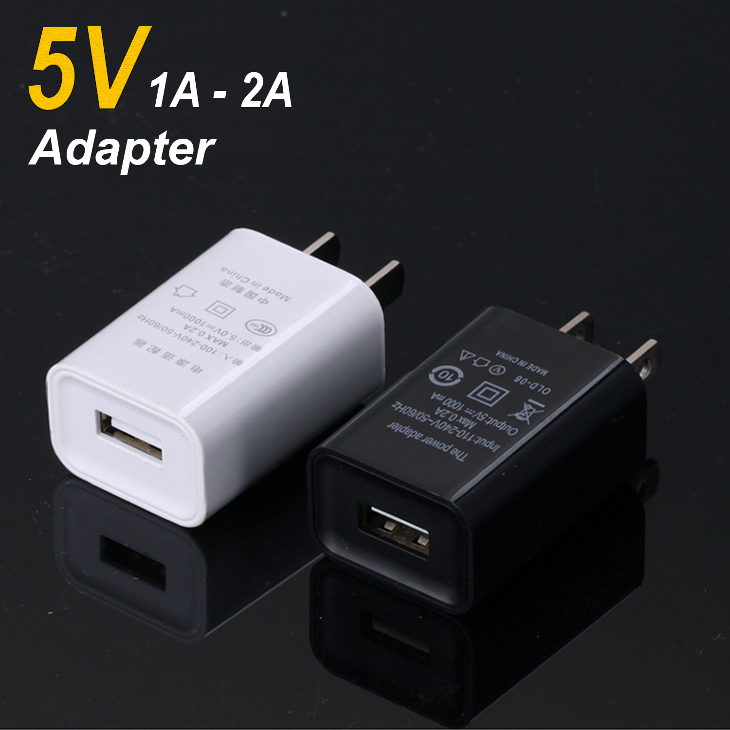 Nguồn Adapter DC 5V/1A-2A, Loại 1 cổng Micro USB (Màu Đen - Trắng) - M9