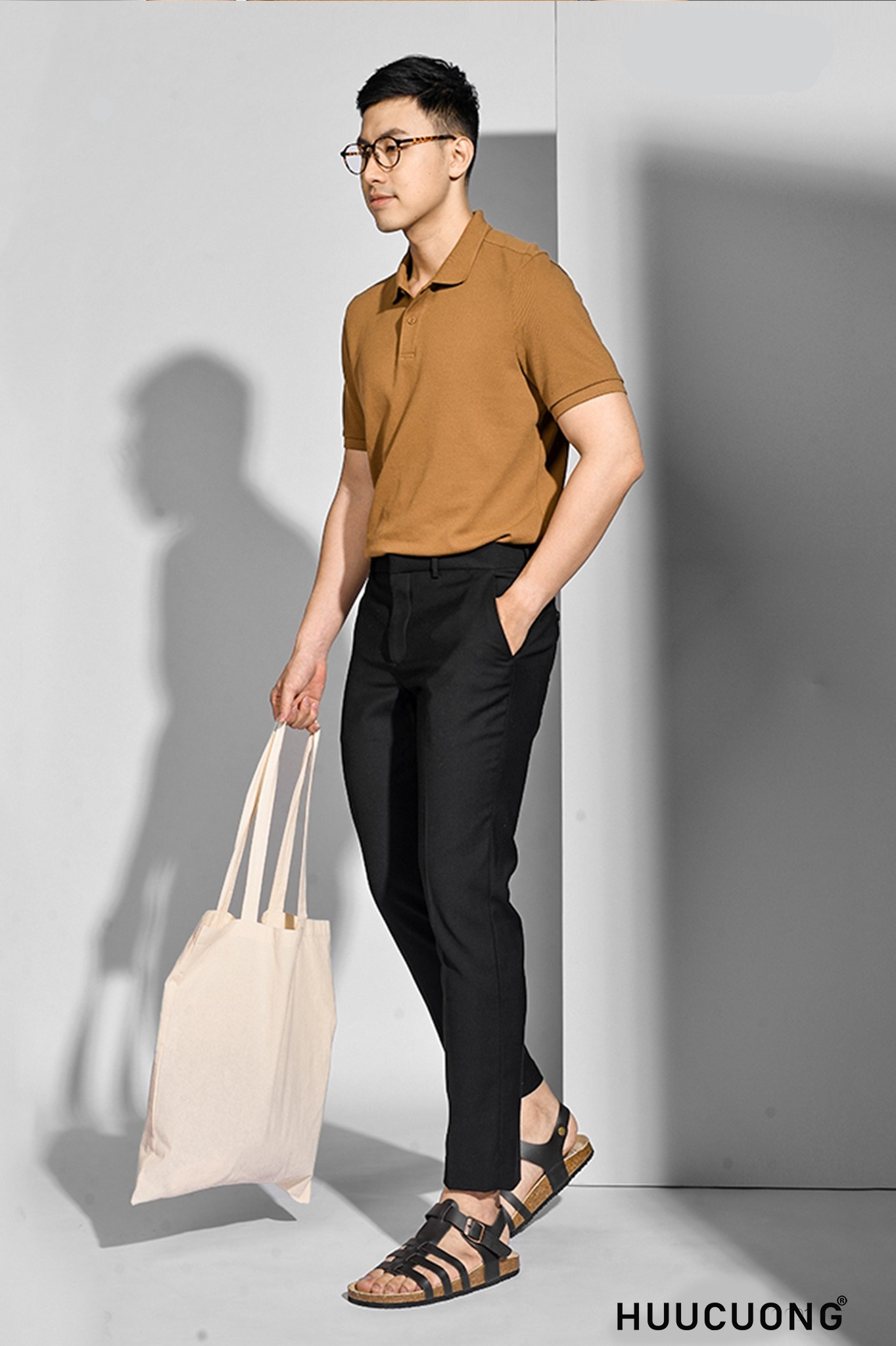 Giày Sandal đế trấu unisex chiến binh da pu đen