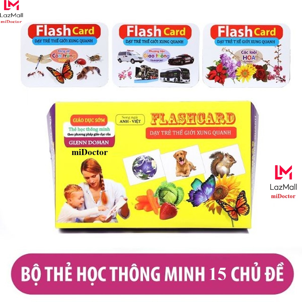Bộ Thẻ Học Flash Card Glenn Doman Thông Minh Cho Bé Thế Giới Xung Quanh - Size Lớn - Chính Hãng miDoctor