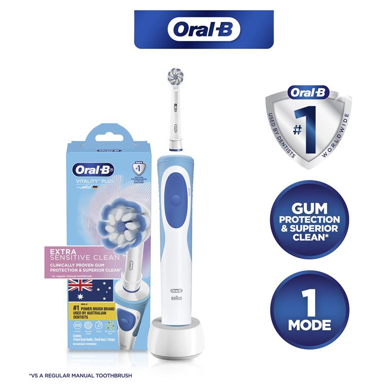 Bàn chải điện Oral B Vitality Plus Extra Sensitive Clean dịu nhẹ với nướu dành cho răng nhạy cảm quatangme-com-vn
