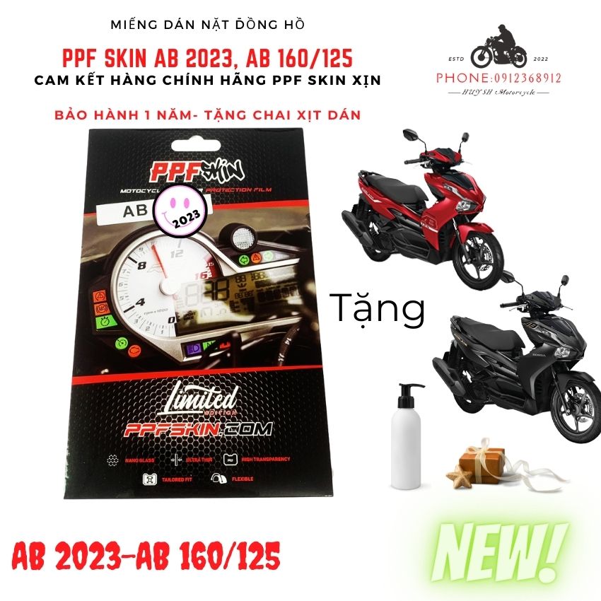 Ab 2023 miếng dán ppf bảo vệ mặt đồng hồ xe, bảo vệ mặt đồng hồ xe airblade 2023 160/125