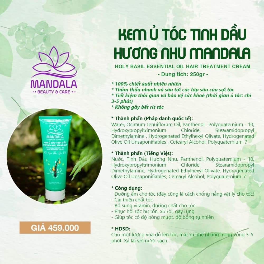 Kem ủ tóc tinh dầu hương nhu tự nhiên Mandala 200ml