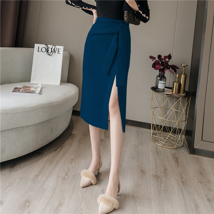 Chân Váy Xẻ Tà Cột Nơ💕𝑭𝑹𝑬𝑬𝑺𝑯𝑰𝑷💕[Giá gốc tận xưởng] CHÂN VÁY CÔNG SỞ