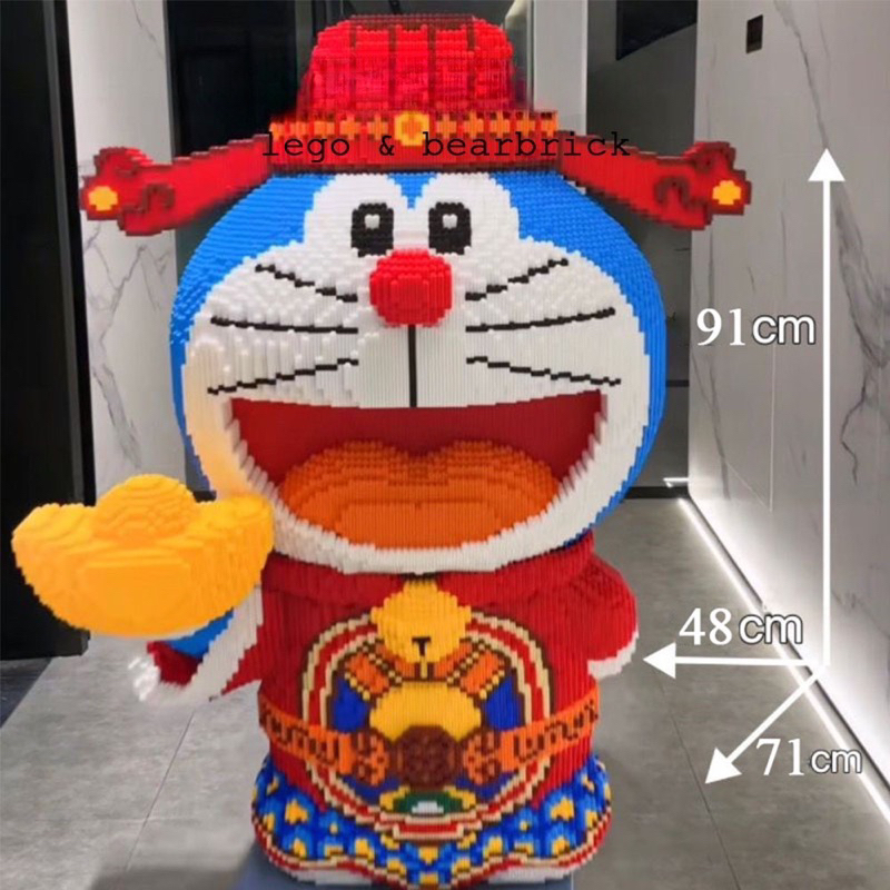 Mô hình lắp ráp Doremon thần tài 91cm, Đồ chơi xếp hình Doremon cỡ lớn
