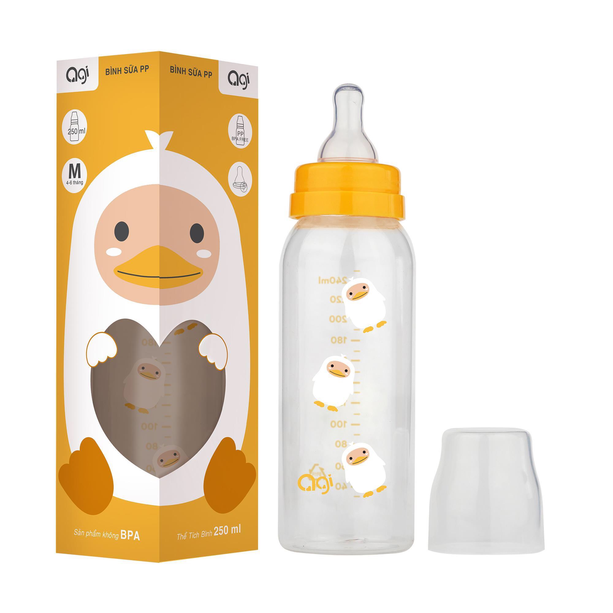 [HCM]BÌNH SỮA AGI 240ML CÓ VAN CHỐNG SẶC