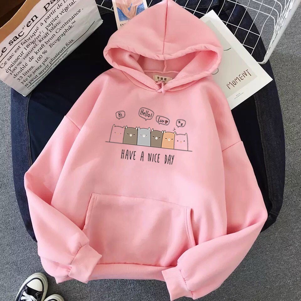 Áo Hoodie Nam Nữ Forn Rộng Unisex Hoạt Hình Heo HAVE A NICE DAY - Chất Nỉ Mềm Mại , Áo Khoác Nỉ Chui Đầu Style Ulzzang Hàn Quốc HOT TREND TTSLB0514