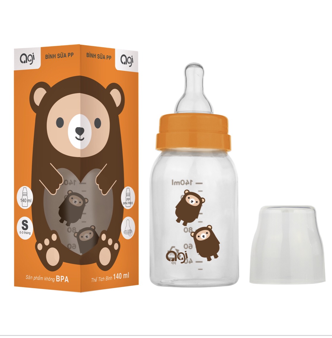 Bình sữa PP Agi cổ hẹp 60/140/250ml