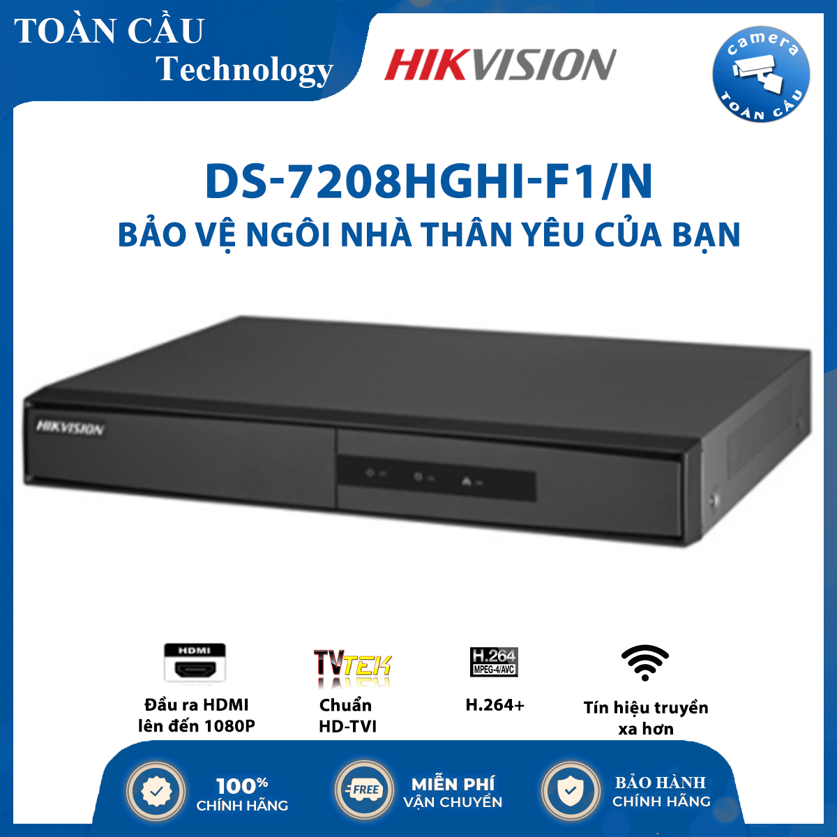 Đầu ghi 8 kênh hikvision ds-7208hghi-f1/n - camera toàn cầu