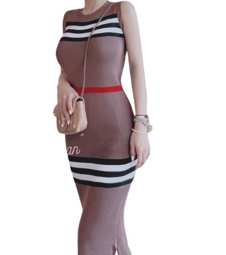 Đầm len thun sọc ngang thổ cẩm ôm body