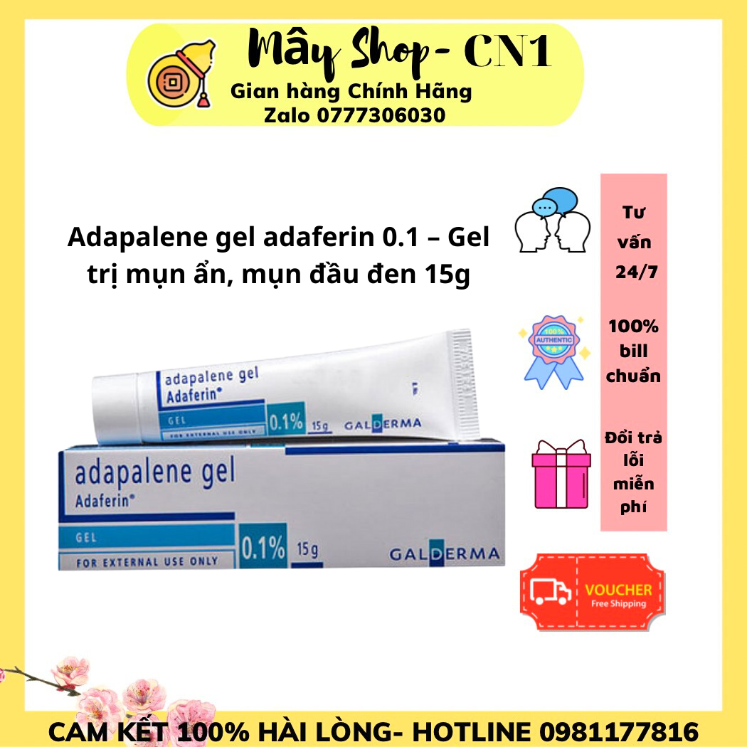 Adapalene Gel 0.1 Adaferin Chính Hãng tại Mây Beauty giúp giảm mụn ẩn mụn trứng cá mụn đầu đen hiệu quả
