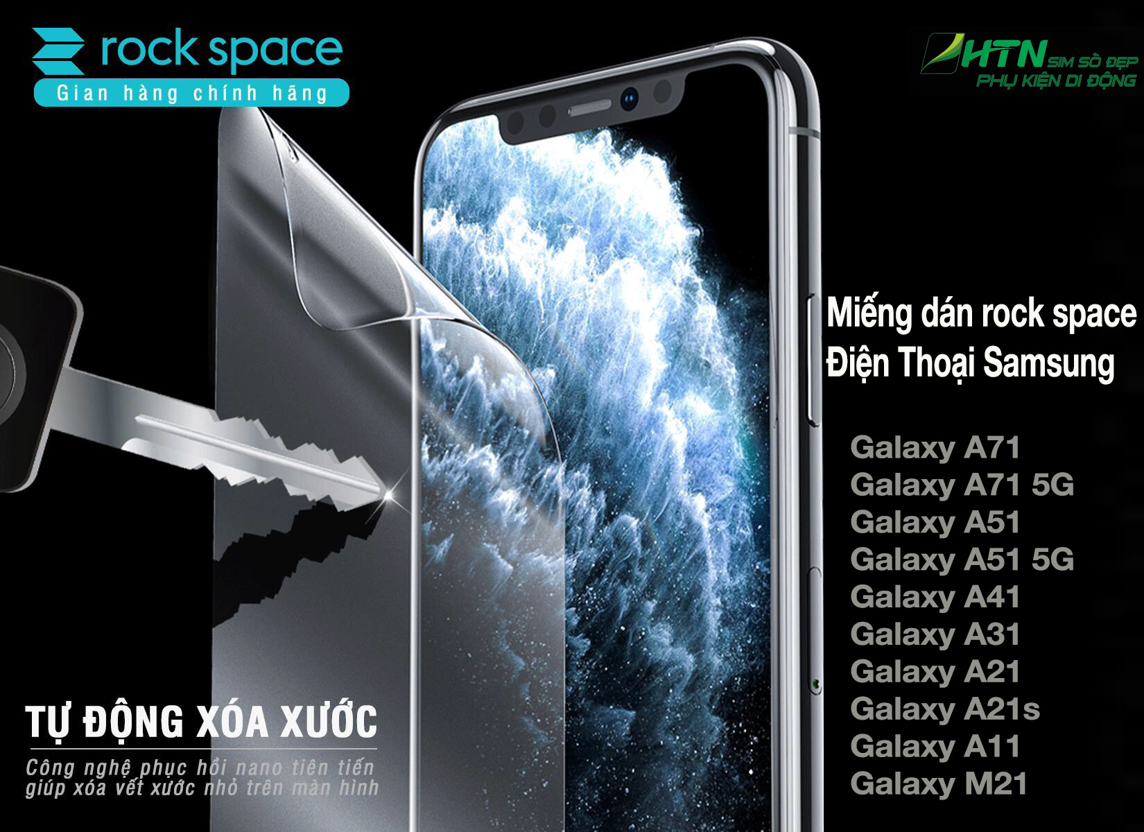 Miếng dán màn hình điện thoại samsung A71 A51 A41 A31 A21 A11 M11 M21 bảo vệ mắt, chống va đập và chống trầy xướt hydrogel chính hãng rock space
