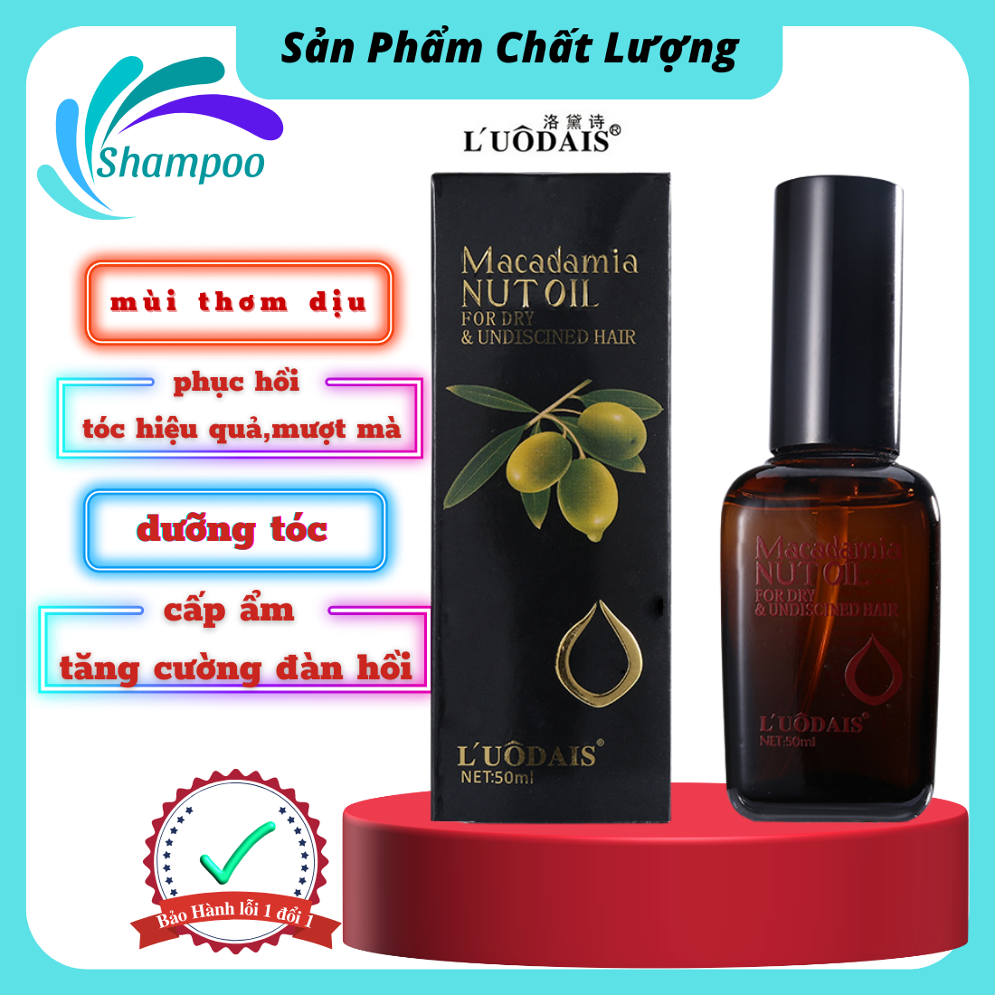 Tinh dầu dưỡng tóc thơm lâu dành cho tóc uốn Macadamia 50ml
