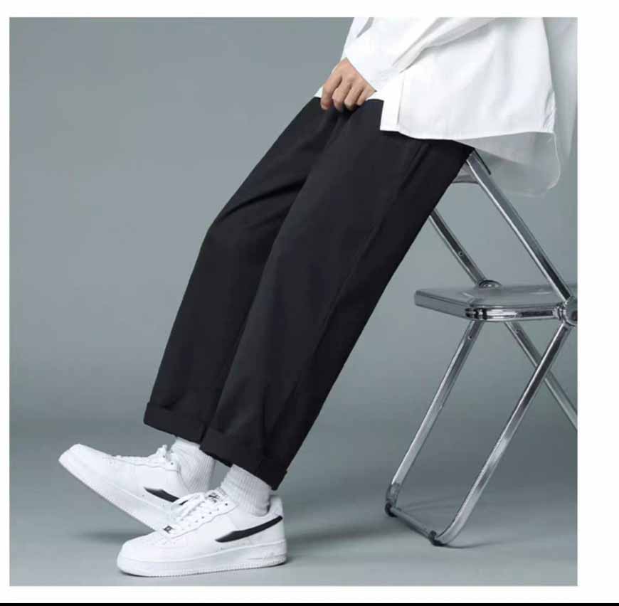 Quần baggy nam nữ unisex, Kiểu quần ống rộng suông basic in trơn, chất vải kaki phong cách cạp chun - g8_shop 01