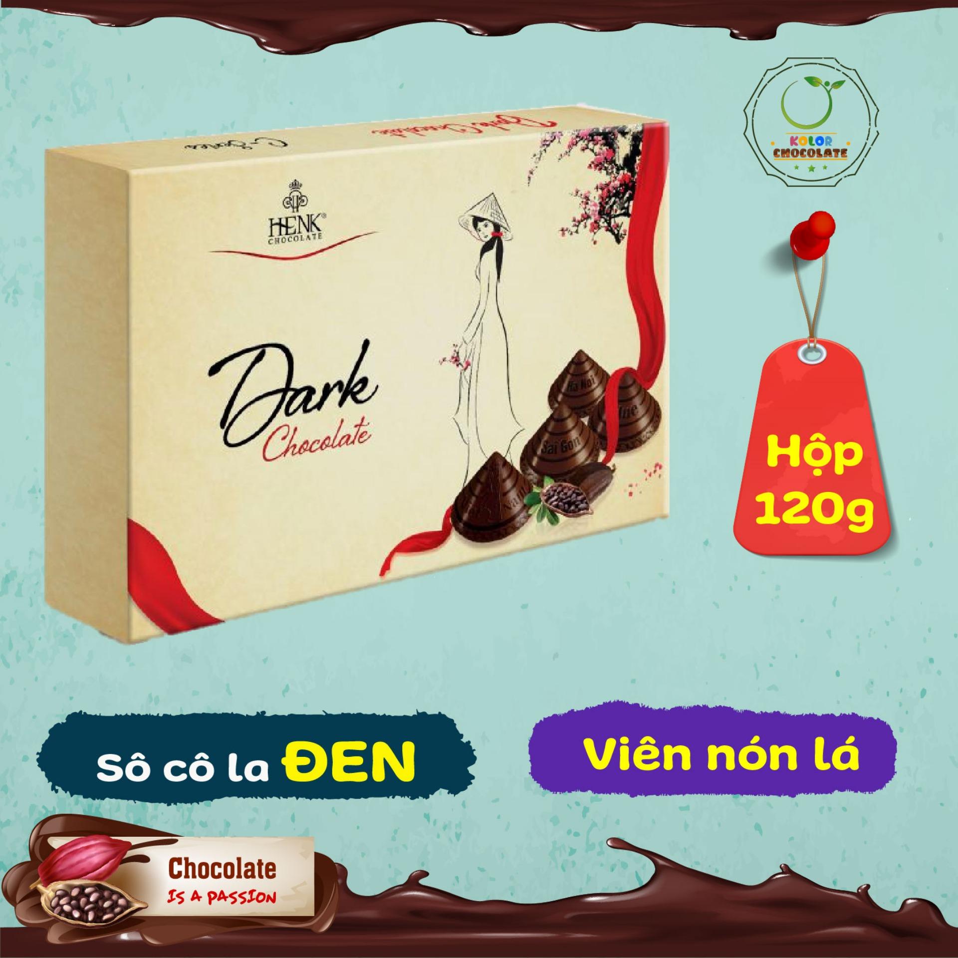 Socola viên nón lá hộp 120g đen | Henk Chocolate