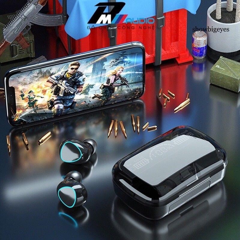 Tai nghe bluetooth M10 Pin Trâu 3500mAh âm thanh trung thực, đèn Led đẹp mắt, hộp sạc có màn hình