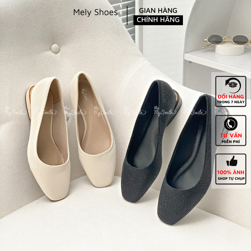 Giày búp bê 2cm mũi vuông da lấp lánh - THENYSMILE - AUTO 2