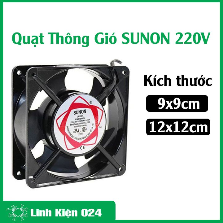 Quạt thông gió mini 220V kích thước 9x9cm / 12x12cm hút mùi, tản nhiệt
