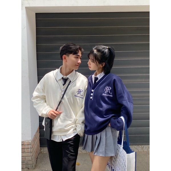 AITHER STUDIO Áo Button Sweater phong cách học sinh ver2