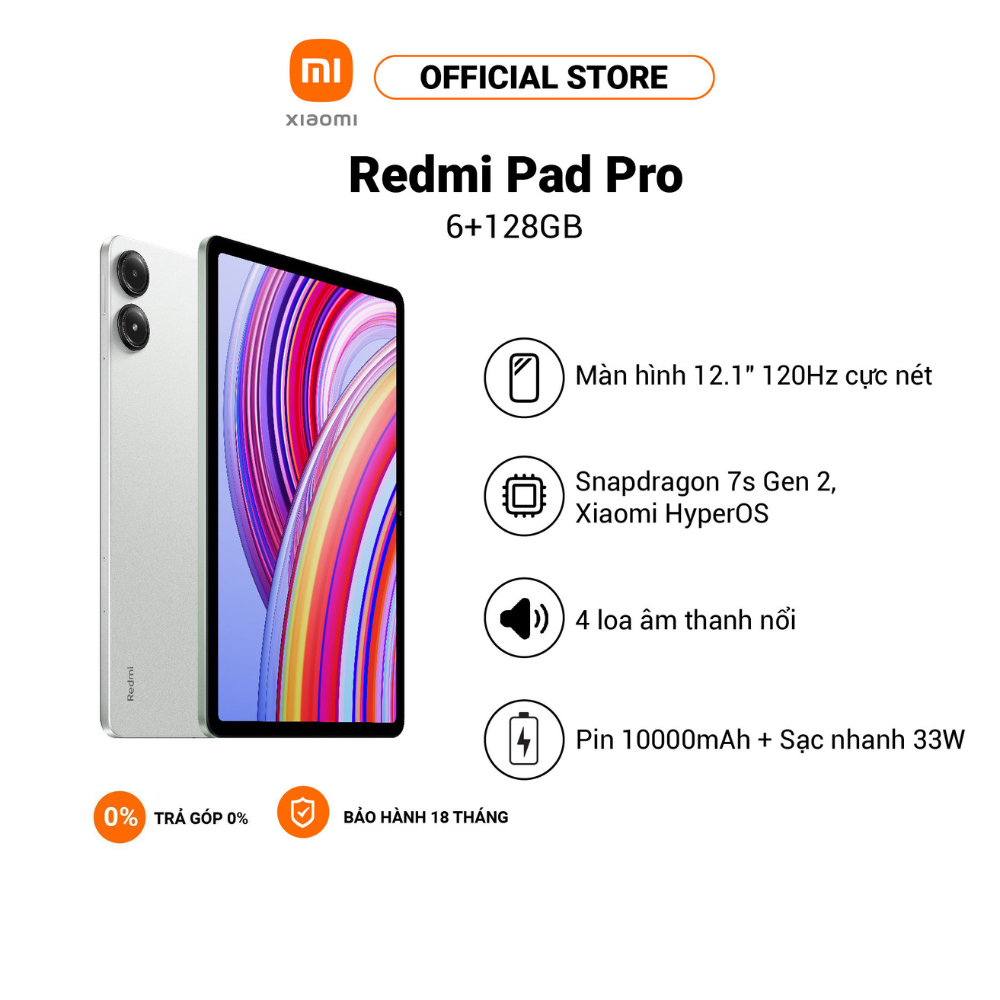 Máy tính bảng Redmi Pad Pro (6+128GB) | Màn hình 12,1" 120Hz 2,5K | SD 7sGen2 | Pin 10000mAh