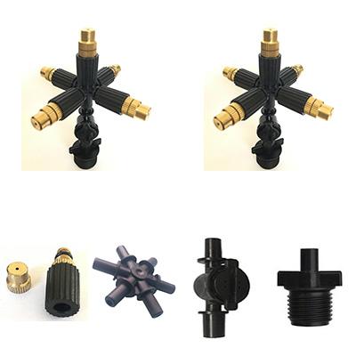 Set 2 vòi phun sương 5 cửa đầu đồng