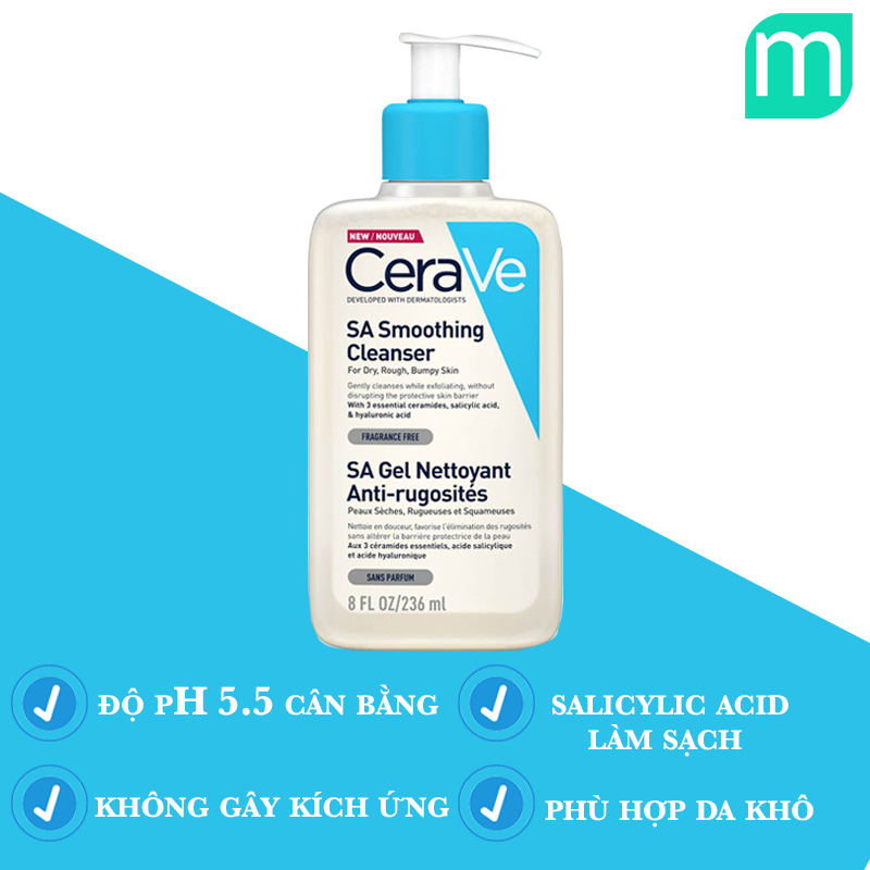 Sữa Rửa Mặt Cho Da Khô Cerave SA Smoothing Cleanser 236ml