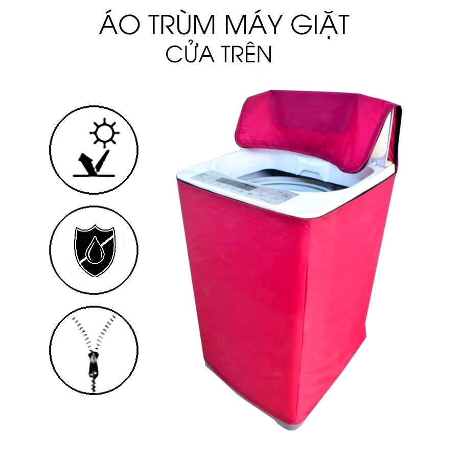 Áo trùm máy giặt - Vải dù - Chống bụi - Kháng nước - Chống xước Hàng tiêu chuẩn - Có 3 mặt - Dây ràng - Sài khóa kéo - Đổi trả trong 7 ngày