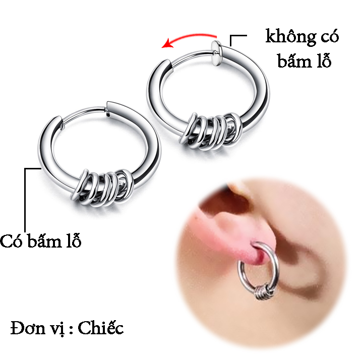 1 chiếc bông tai inox nam kpop thời trang hàn quốc nhiều mẫu không đen- btnss