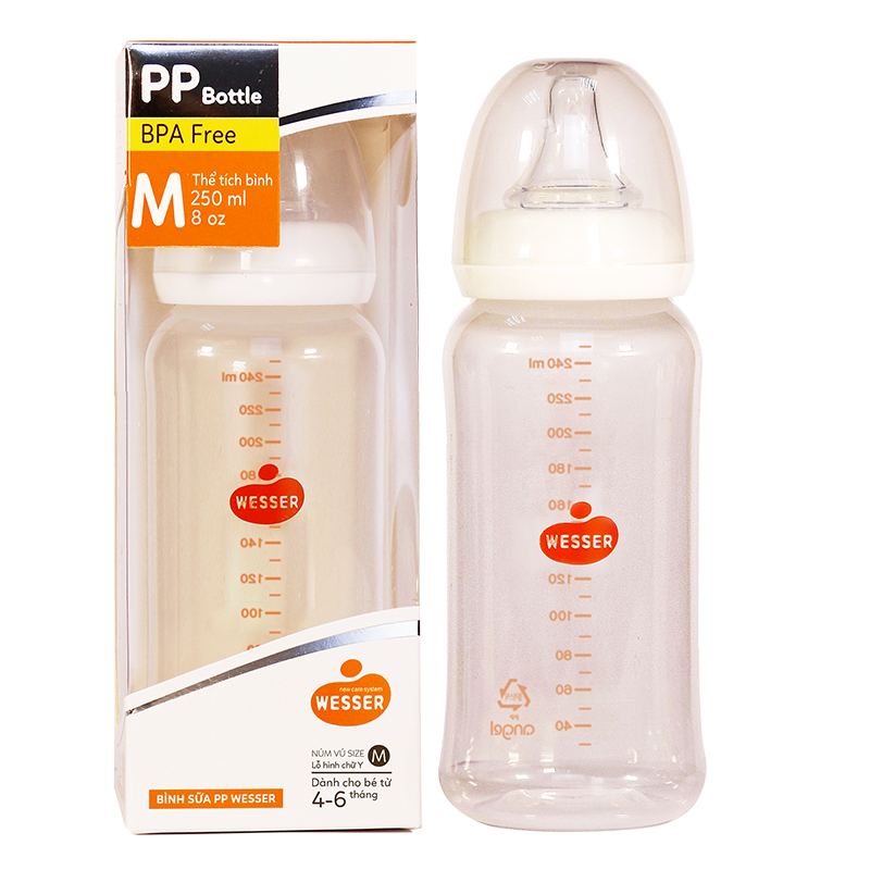 [HCM]Bình sữa PP Wesser cổ hẹp 250ml