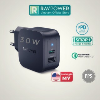 Củ Sạc Nhanh 30W 2 Cổng RAVPower RP-PC144 - PD 3.0 - QC 4.0 - PPS - GaN thumbnail