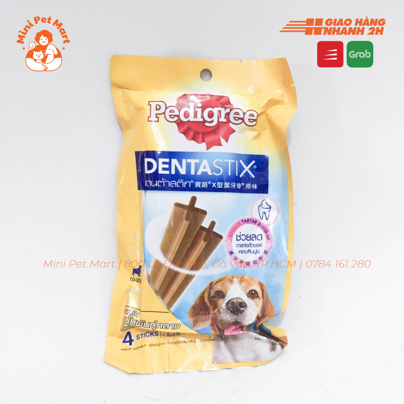 Bánh xương chăm sóc răng PEDIGREE DentaStix cho chó lớn 10-25kg - gói 4 que