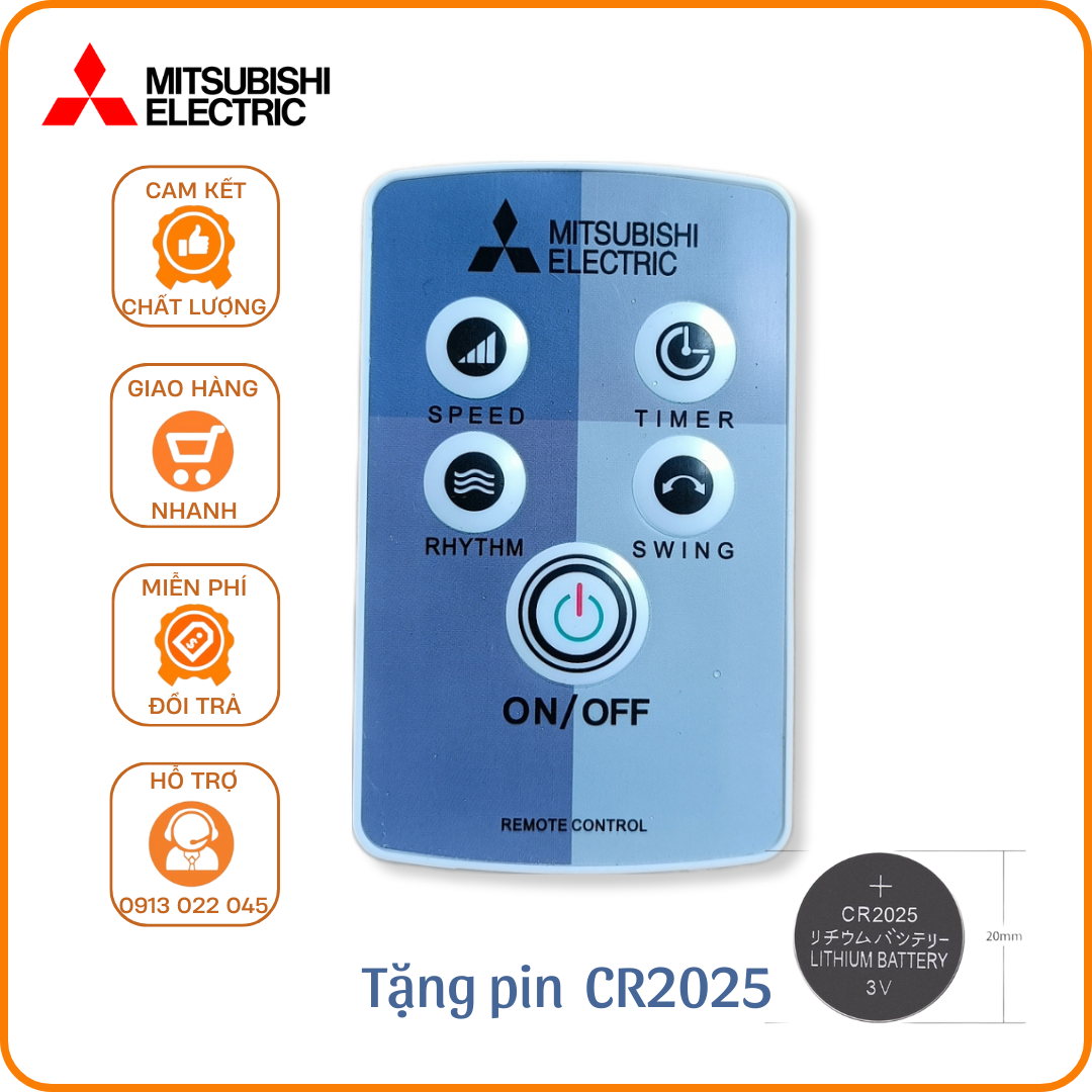 Điều khiển quạt Mitsubishi (Đã có pin)